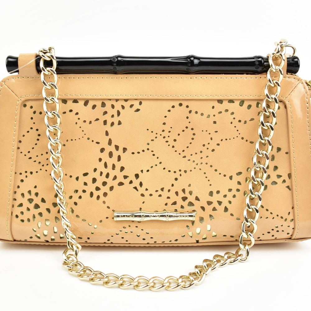 ELAINE TURNER: Beige & Bamboo Shoulder Bag (m)